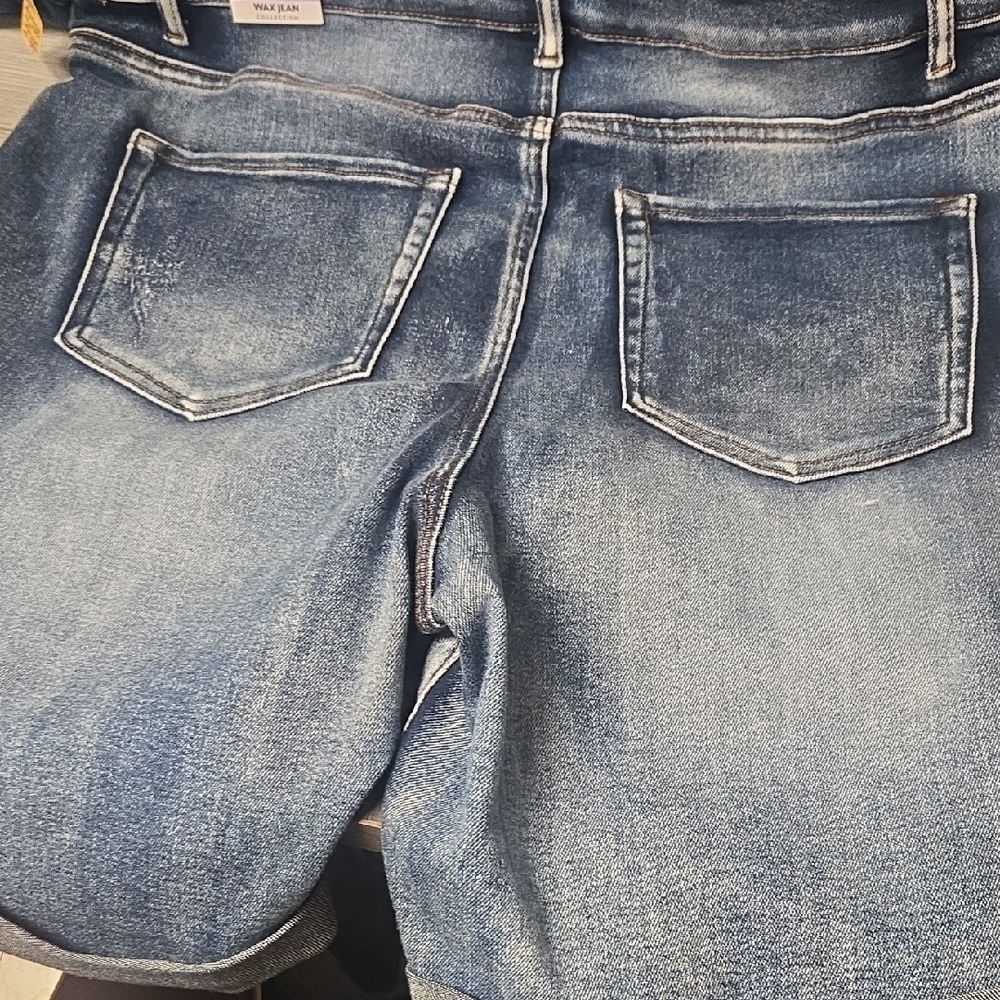 Wax Jean Distressed Blue Women's Bermudas - Picture 3 of 4